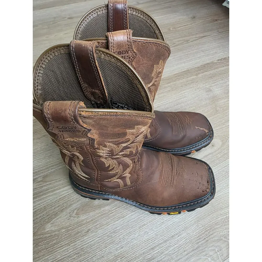 Cody James Brown Steel Toe Work Boots Vibram Sole Men's 7.5D EH PR Leather